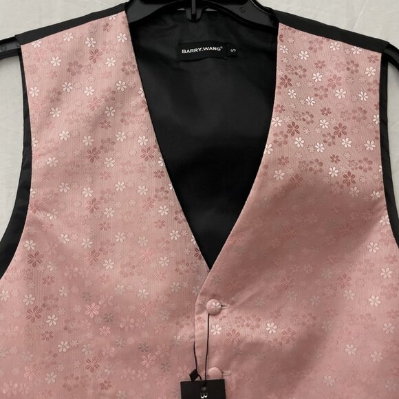 Barry Wang Men’s Victorian floral Vest – Pink & Black – Size S – NWT - Picture 3 of 12